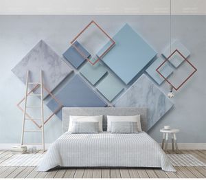 Personalizza qualsiasi dimensione 3d minimalista geometrico quadrato marmo mosaico TV carta da parati soggiorno camera da letto sfondo decorazione murale carta da parati