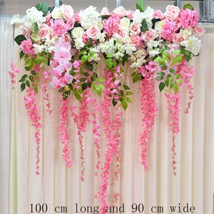 Konstgjord blomma ros bröllop bakgrund båge dekoration blomma vägg DIY hem dekoration jul hawaii silke blomma arrangemang