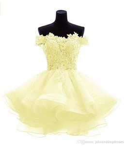 2019 Nya Billiga Lace Appliques Organza Short Prom Homecoming Dresses Plus Size Beaded Crystals Graduation Gown Cocktail Party Gown QC1399