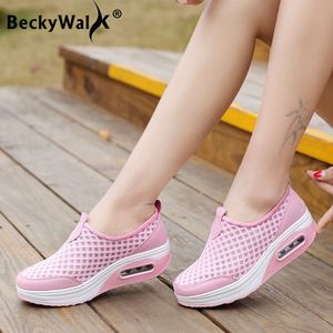 Nefes alabilen ayakkabılar kadın düz platform kadın yaz zapatos mujer kama spor ayakkabıları rahat rahat yürüyüş bayanlar ayakkabı wsh3280763