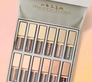 Лидер продаж Stila Eye For Elegance Set Starry-Eyed Liquid Eyeshadow Vault Travel Makeup Glow Set Косметика для глаз для девочек 12 цветов