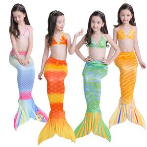 3pcs/set hot kids girls bikini set mermaid tails with fin swimsuitビキニバススーツドレス