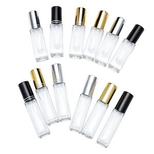 Vazio 4 ml 8 ml Recarregáveis ​​Limpar Praça Perfume Atomizador Frasco De Spray De Vidro com ouro prata preto cap Transporte Rápido F1927