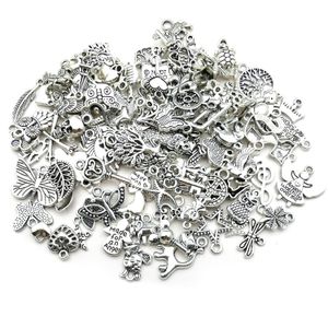 100pcs/Lot Vintage Tibetan Silver Charms alloy Moon Wing star Charms Pendants for Jewelry Making DIY Bracelet Necklace accessories
