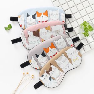 Wholesale Fashion Sleep Masks Travel Rest Eye Patches Cartoon Cat Satin Blindfold Soft Nap Cover With Ice Pack