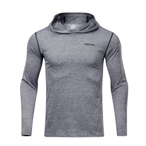 Мужская весна осень Running Jacket Спорт Hoodie Обучение пальто с капюшоном Высокая Упругие Баскетбол Длинные рукава рубашки Gym