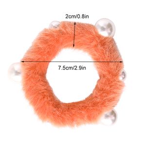 Scrunchie Stretch Headband Scrunchies Women Girls Elastic Faux Fur Pearl Hair Bands Accessories Hair Tie Ring Headdress 50pcs 1023A