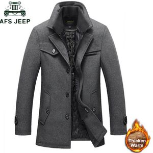 Kış Yün Kalın Sıcak Ceket Erkekler Moda Çift Yaka Rüzgar Geçirmez Akıllı Rahat Erkek Ceket Dış Giyim Uzun Yün Palto DropShipping LY191206