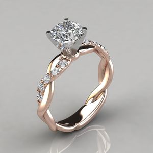 Инкрустированных кольца розового золота Цвет кольцо Micro Циркон годовщина свадьба помолвка для женщин Моды из нержавеющей стали ювелирных изделий