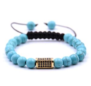 Bracciali perline di lava intrecciati a mano bracciali micro-intarsiati in zirconi per uomo e donna bracciale per la cura dell'aura di yoga con olio essenziale