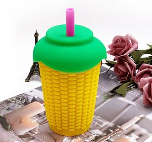 The latest 10OZ Drinkware creative corn type, a variety of styles to choose, food-grade safety silicone straw coffee milk cup