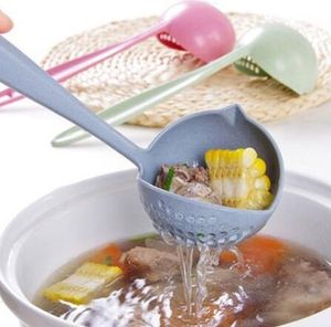 4 kleuren in lange afhandeling soep lepel tafelgerei koken keuken gadgets tool vergiet koken zeef plastic pollepel lepel