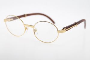 Yüksek Kalite Sıcak Toptan 51551348 Altın Ahşap Gözlük Kadınlar Yuvarlak Vintage Metal Gözlük Moda Gözlük kutusu C Dekorasyon Ile