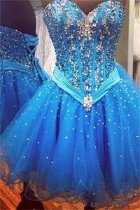 Rhinestones Beaded Crystals Mini Homecoming Dresses Sweetheart A Line Tulle Puffy Short Cocktail Prom Gowns Lace-up Back BC1262