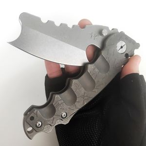 Heeter Knifeworks Özel Savaş Adam Ağır Katlanır Bıçak Gerçek CPM-S35VN Blade Taş Yıkama Titanyum Kolu Mükemmel Açık Kamp Avcılık Taktik Araçları Cep EDC