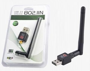 Адаптер Mini 150Mbps USB WiFi беспроводной сетевой адаптер Сетевые карты LAN С 2dBi антенны Для Компьютерные аксессуары Свободная перевозка