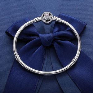 Romantisches, brillantes europäisches Perlenarmband für Pandora, 925er Sterlingsilber, CZ-Diamant, hochwertiges Damenarmband, Weihnachtsgeschenk mit Box