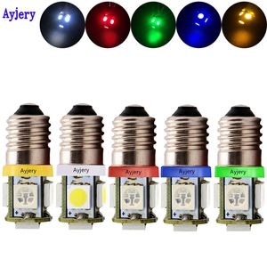 Ayjery Hurtownie 500 sztuk śruba E10 5 SMD Żarówka LED 12V Car Care Lights Reading Lights White Blue Red Yellow Car Styling