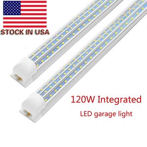 Lagerbestand in den USA, V-förmig, D-förmig, T8, 4 Fuß, 8 Fuß, Kühlertür-LED-Röhre, integrierte LED-Röhren, dreiseitige SMD2835-LED-Leuchtstofflampen, 100–305 VAC