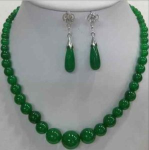 jewelry hot sell new - Fast SHIPPINGPretty real nature green jade necklace earring