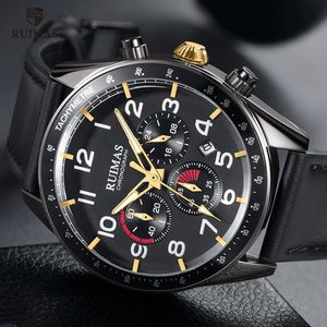 Ruimas Watches Men Top Brand Luxury Military Leather Wristwatch Man Clock Fashion ChronographカジュアルスポーツウォッチRelogio 574