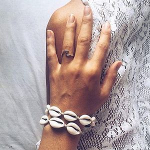 Natural Shell Woven Armband Anklet Män och Kvinnor Beach Travel Daily Wear Födelsedag Alla hjärtans dag Armband
