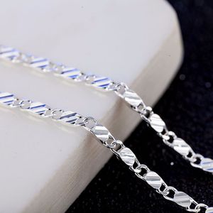 2mm platt kedja halsband för kvinnor män smycken halsband pendlar charm smycken 16 18 20 22 24 26 28 30 tum grossist m175