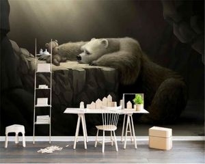 Custom Mural 3d Tapeta Dream Forest Cute Matka i dziecko Niedźwiedź Wystrój Domowy Sypialnia Sypialnia WallCovering HD Tapeta