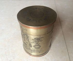 Chinese ancient copper tea collection box.The ancient tea caddy worth collecting