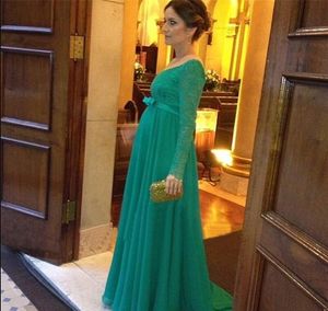 New Elegant Long Sleeve Evening Dresses Lace Appliques For Pregnant Women Formal Holiday Wear Prom Dresses Party Gown Custom Made Plus Size