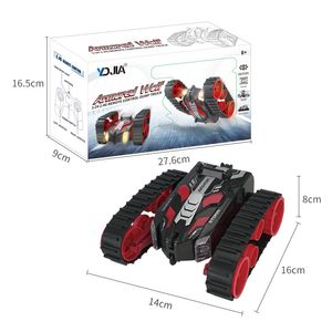 Carro armato cingolato YDJ 2.4G-RC, veicolo blindato giocattolo, auto acrobatica a doppia faccia, rotazione di 180 °, rotazione verticale di 360 °, luci a LED, regalo di compleanno per bambini di Natale 2-2