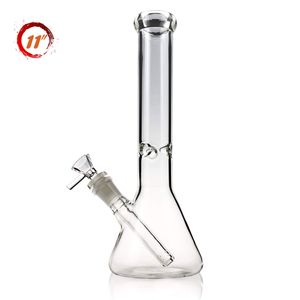 hot selling wholesale 11" base clear beaker bongs thickness hookah smoking chicha glass water pipe bong with ice 14mm bowl joint