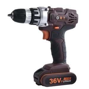 36VF Brushless Cordless Impact Drill Electric Screwdriver LED Light with 2Pcs Li-ion Batteries