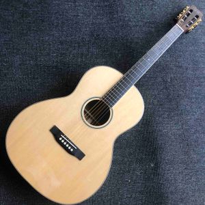 Anpassad 39 tum OOO Body Aaaaa Alla Solid Spruce Wood Acoustic Guitar Mahogny Back Side Classic Headstock