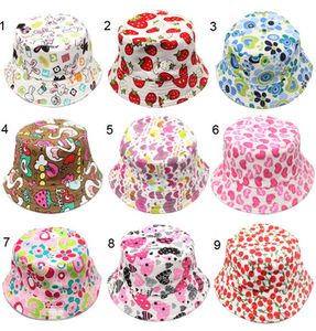 30 Cores Crianças Bucket Hat Casual Flor Impresso Sol Bacia Tope Topee Crianças Chapéus Beanie Caps YD0156