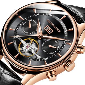 Relogio Masculino Orologi automatici per uomo Meccanico Scheletro Orologio moda Orologio nero Erkek Kol Saati Reloj Hombre Grmontre Y19052004