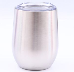 12oz Vin Tumbler med lock 304 Rostfritt Stålisolerat Stemlöst Dubbelvägg Vakuum Tumbler Kaffe Vinn Cup