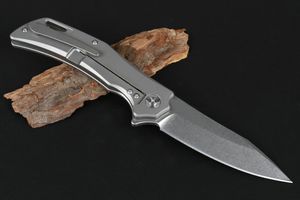 JA13 Kugellager Flipper Klappmesser D2 Stone Wash Klinge Grau TC4 Titanlegierung Griff EDC Taschenmesser