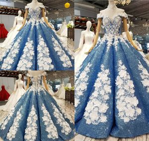 럭셔리 스팽글 댄스 파티 드레스 숄더 러프 3D 꽃 아플리케 진주 특별 행사 드레스 저녁 착용 맞춤 제작자