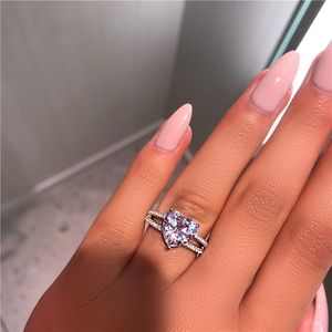 choucong Heart Lovers Ring 925 sterling Silver 3ct 5A cz stone Promise Engagement Wedding band Rings For Women Jewelry Gift
