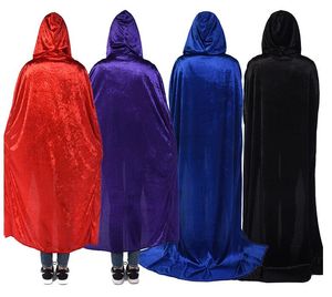 halloween costumes witch hood cloak festive party Medieval vampire wizards Velvet Hooded Cloaks Wicca Long Robe for adult children capes prop
