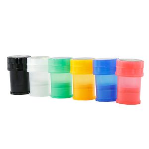 Bottle Smoking Grinder 6 colors Water Tight Air Tight Medical Grade Plastic Abrader Hand Dry Herb Container With 3layer 60MM Tobacco Storage