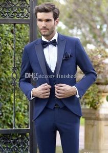 Ny Populär One Button Royal Blue Groom Tuxedos Peak Lapel Män Passar Bröllop / Prom / Middag Bästa Man Blazer (Jacka + Byxor + Vest + Slips) W222