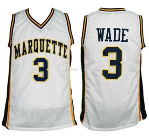 Dwyane Wade＃3 Marquette Golden Eagles College White Retro Basketball Jersey Men's Ed Custom Any Number Name Jerseys