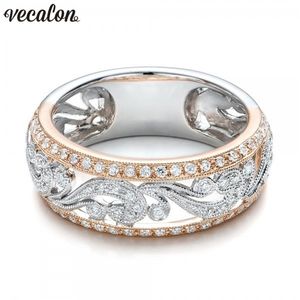 Vecalon Forma Forma Promessa Dedo Anel 925 Sterling Silver Diamante Noivado Anéis De Casamento Para As Mulheres Homens Dropshipping Jóias