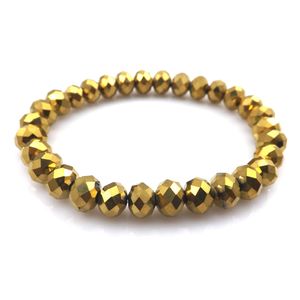 Contracted 8mm Faceted Crystal Beaded Bracelets 1169-1174 Six Colors 20pcs/lot