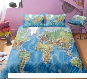 World Map Bedding Set Geographical Creative Fresh 3d Duvet Cover