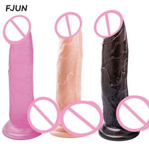 Transparent Dildo Realistisk sugkopp Dildo Man Gummi Penis Konstgjorda Penis Vuxna Sexleksaker För Kvinnor Onani Sex Shop Y191017