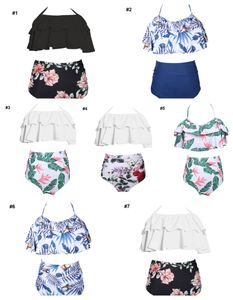 Новейший дизайнер Lovely Printing Bikini Mum Kids Купальники Купальники из двух частей Купальник с высокой талией Flouncing 7 Designs Пляжный костюм