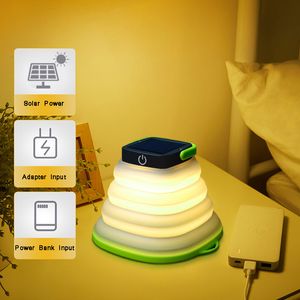 ソーラーキャンプランタン折りたたみ式卓上ライト3モードポータブルUSB充電式IP67屋外ハイキングテント用防水ランプ